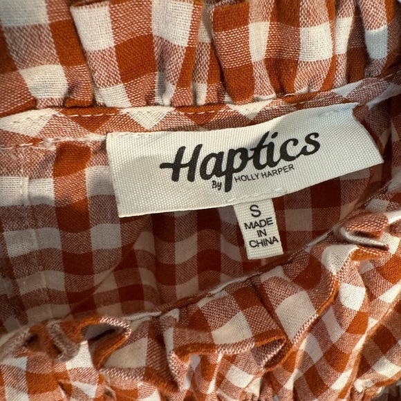 Haptics by Holly Harper Gingham Top Rust Autumn Smocking Adorable Size Small - Picture 4 of 9